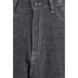 Graue Leinenjeans mit lässiger Passform