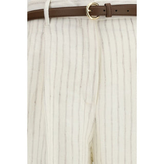 Beige Leinen Freizeithose