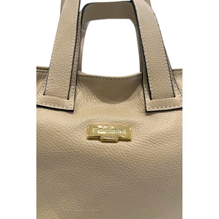 Beige Leather Women Shoulder Bag