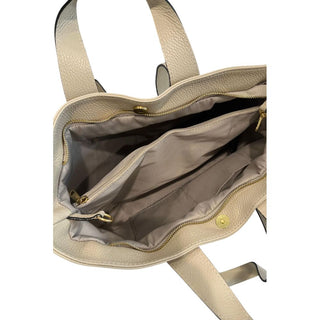 Beige Leather Women Shoulder Bag
