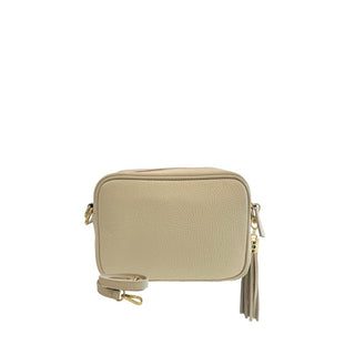 Beige Cowhide Leather Women Crossbody Bag