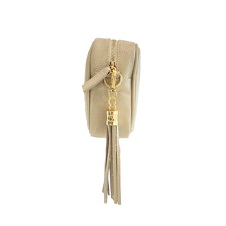 Beige Cowhide Leather Women Crossbody Bag