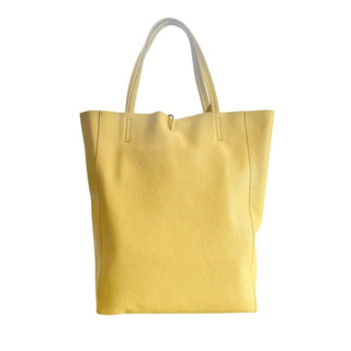 Bolso de hombro amarillo de cuero para mujer
