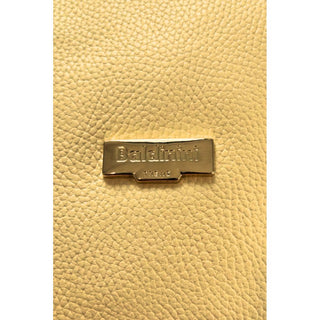 Bolso de hombro amarillo de cuero para mujer