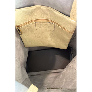 Bolso de hombro amarillo de cuero para mujer
