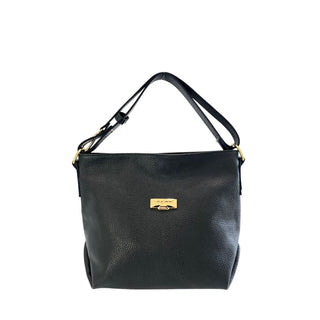 Damen-Umhängetasche aus schwarzem Leder