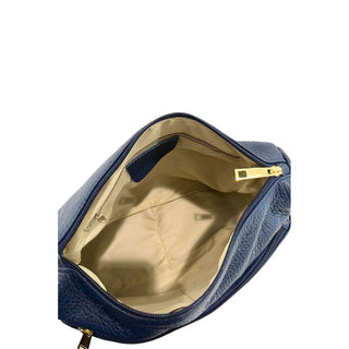 Blue Leather Women Crossbody Bag