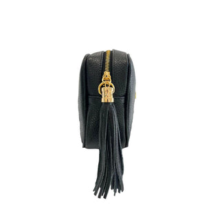 Black Cowhide Leather Women Crossbody
