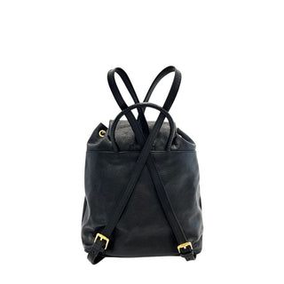 Black Leather Women Backpack