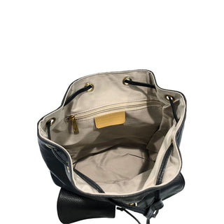 Black Leather Women Backpack