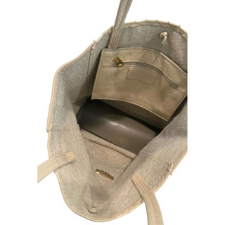 Beige Leather Women Shoulder Bag