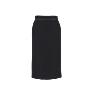 Black Virgin Wool Midi Skirt