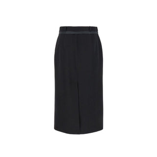 Black Virgin Wool Midi Skirt