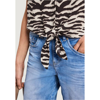 Camisa marrón de viscosa de manga corta