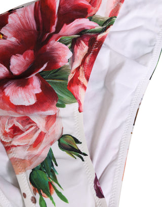 Weißer Bikini-Slip mit Blumenmuster