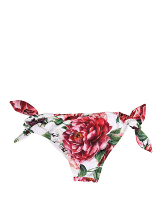 Weißer Bikini-Slip mit Blumenmuster