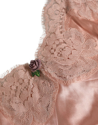 Pinke Spitze Seidensatin Top Dessous Nachtwäsche
