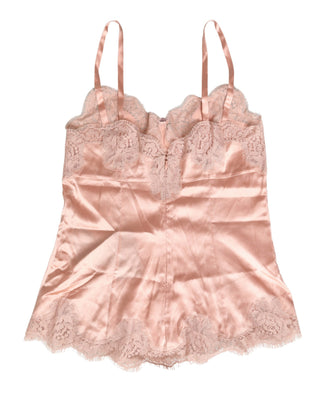 Pinke Spitze Seidensatin Top Dessous Nachtwäsche