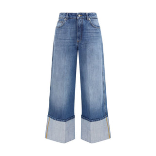 Blaue Baumwolljeans