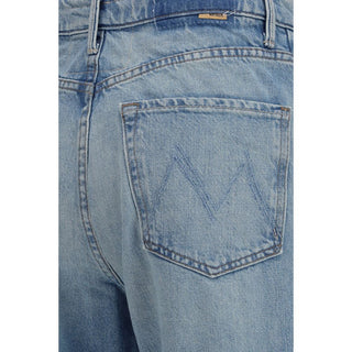 Blue Cotton High-Waisted Jean