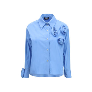 Camisa de algodón azul con estampado