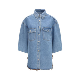 Chaqueta azul de mezclilla de algodón