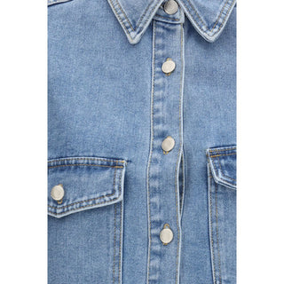 Chaqueta azul de mezclilla de algodón