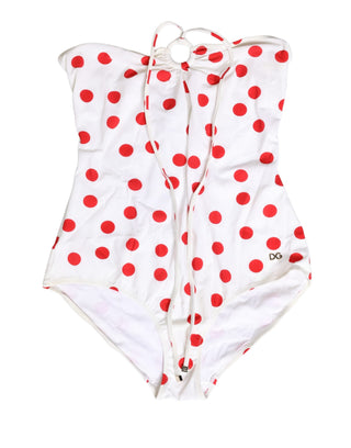 Weißer Polka-Dot-Badeanzug