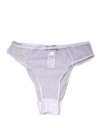 Weißer transparenter Seiden-Stretch-High-Brief-Slip
