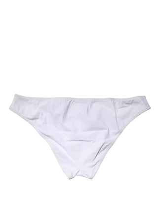 Weißer Nylon-Stretch-Mittelbund-Slip Unterwäsche