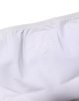 Weißer Nylon-Stretch-Mittelbund-Slip Unterwäsche