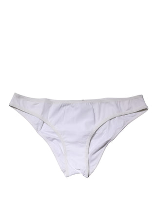 Weißer Nylon-Stretch-Mittelbund-Slip Unterwäsche