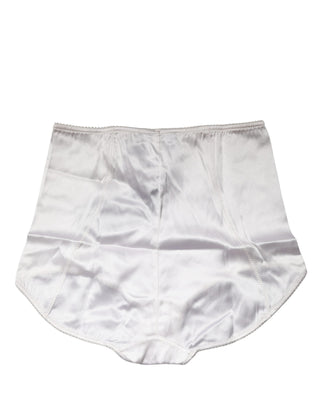 Weißer Miederhöschen-Slip mit hoher Taille aus Seidenmischung