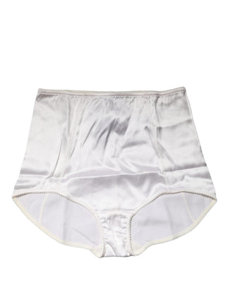 Weißer Miederhöschen-Slip mit hoher Taille aus Seidenmischung