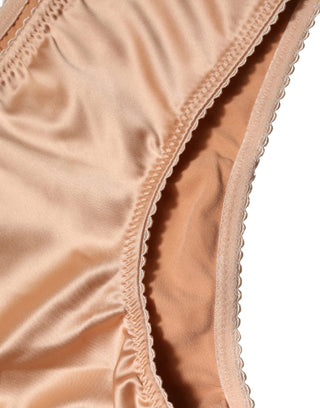 Beiger Slip aus Seidenstretch mit mittlerer Bundhöhe