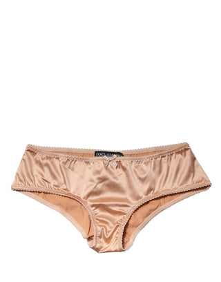 Beiger Slip aus Seidenstretch mit mittlerer Bundhöhe