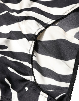 Schwarz-weißes Zebra Höschen mit hohem Bund und Miederhose