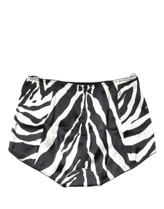 Schwarz-weißes Zebra Höschen mit hohem Bund und Miederhose