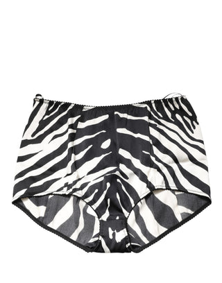 Schwarz-weißes Zebra Höschen mit hohem Bund und Miederhose