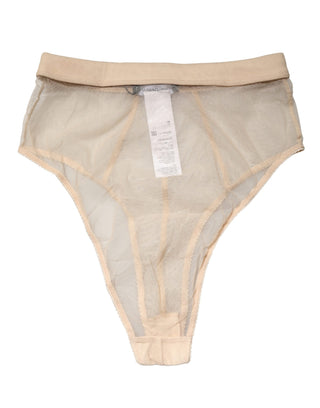 Beige Seidenmischung High Waist Slip Höschen Unterwäsche