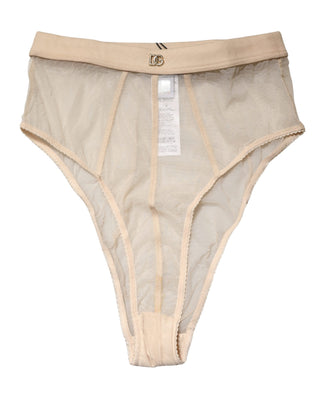 Beige Seidenmischung High Waist Slip Höschen Unterwäsche