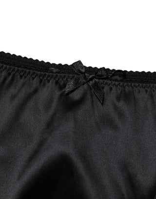 Schwarzer Stretch-Mid-Waist-Slip aus Seide