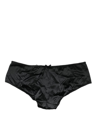 Schwarzer Stretch-Mid-Waist-Slip aus Seide