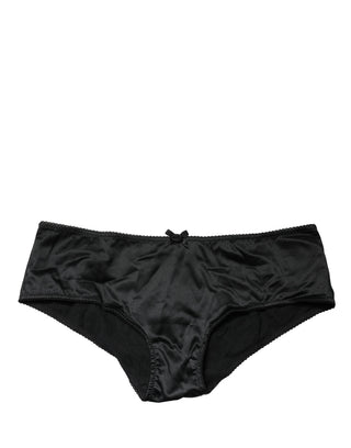 Schwarzer Stretch-Mid-Waist-Slip aus Seide