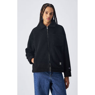 Black Polyester Full-Length Jacket
