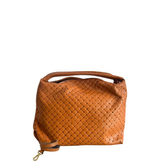 Bolso de mano para mujer de cuero de vaca marrón