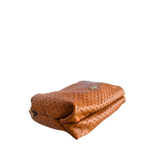 Bolso de mano para mujer de cuero de vaca marrón