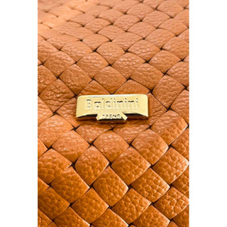 Bolso de mano para mujer de cuero de vaca marrón