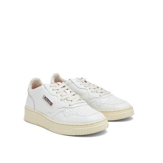 Weiße Low-Top-Sneaker aus Leder