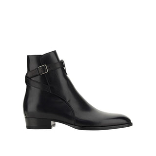 Ankle Boots aus schwarzem Kalbsleder